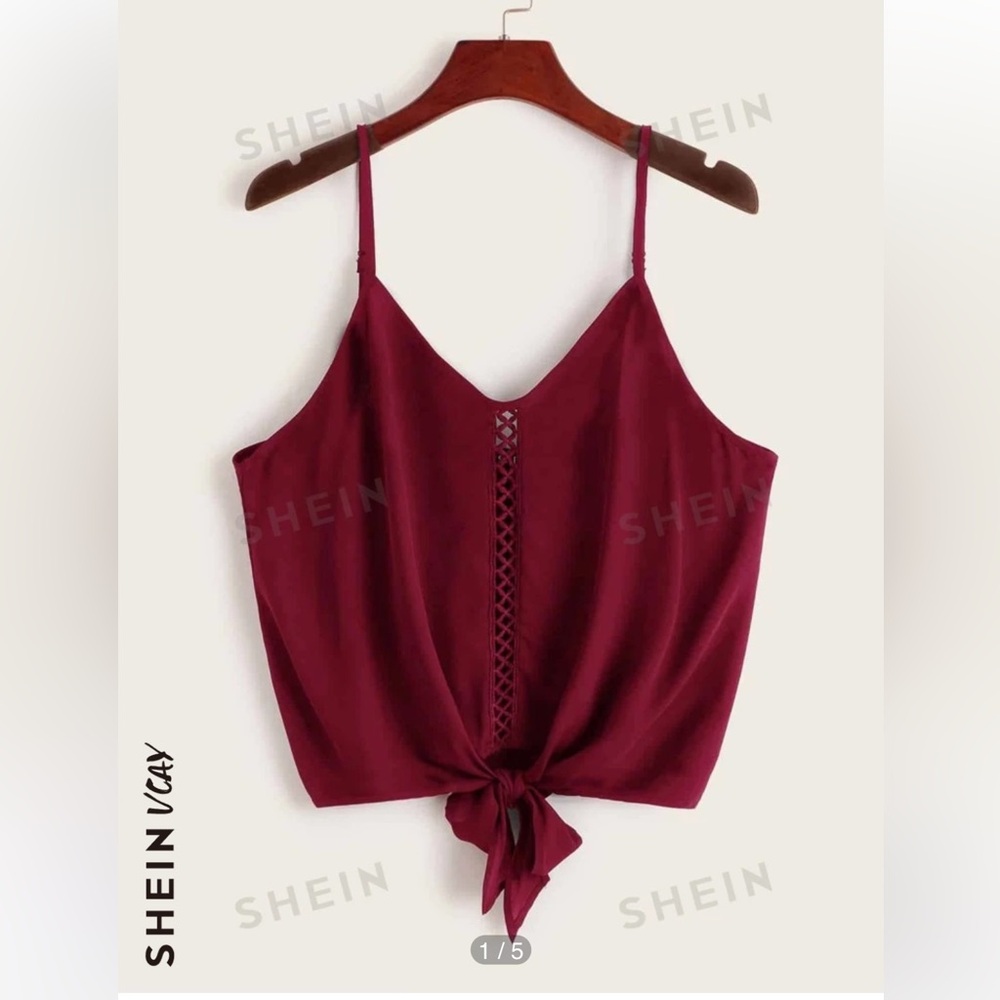 Lace Insert Knotted Cami Top